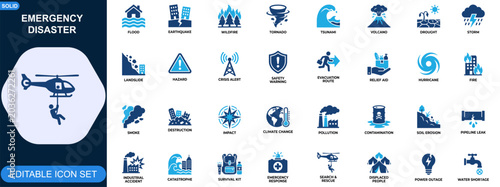 Photos Emergency disaster icon set
