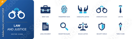 Tableau sur toile Law and justice icon set