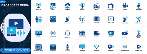 Konstfotografi Broadcast media icon set