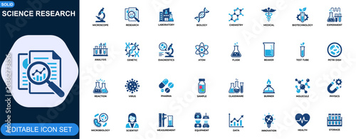 Foto Science research and laboratory icon set