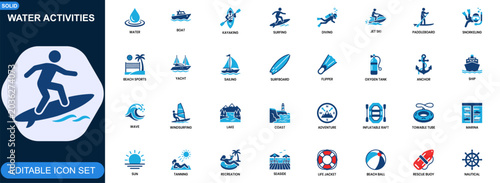 Billede på lærred Water activities icon set