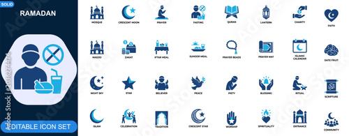 Foto Ramadan Islamic festival icon set