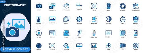 Canvastavla Photography camera settings icon set