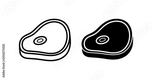 Foto Minimalist meat steak icons, raw beef fillet vector, butcher shop logo