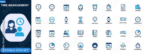 Fotografie Time management and scheduling icon set