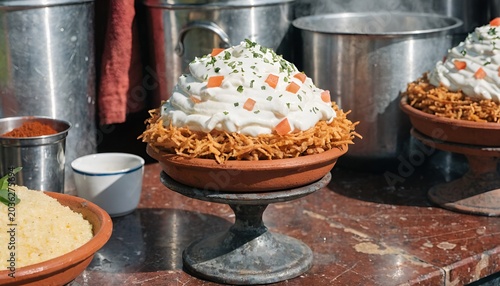 Delicious Indian street food dessert, Jalebi Rabri, served in traditional clay pot.