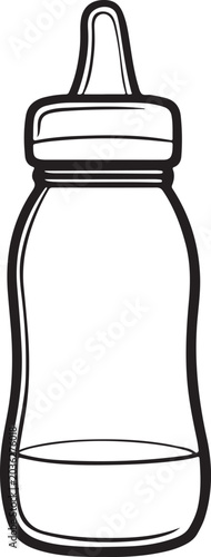 Baby Bottle Icon - Simple Line Art Drawing