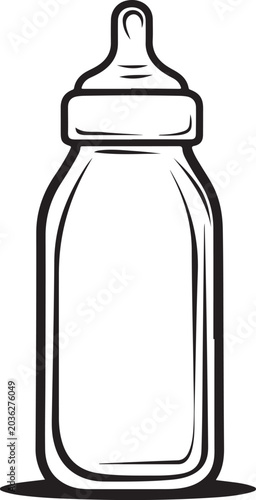 Baby Bottle Icon - Simple Line Art Drawing