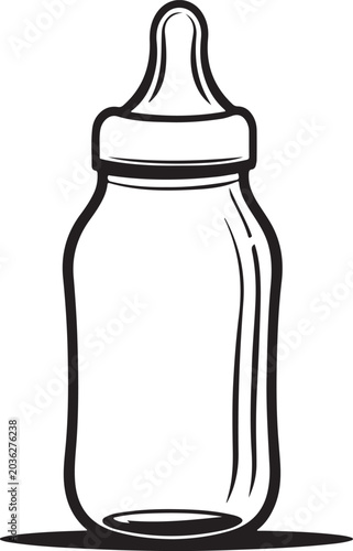 Baby Bottle Icon - Simple Line Art Drawing