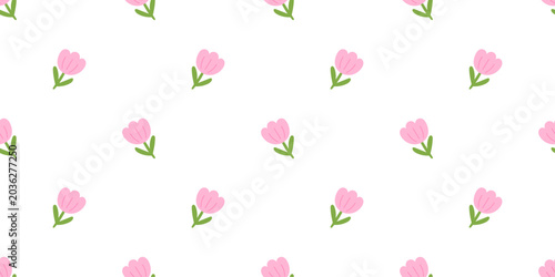 Kawaii seamless bg nature flower cute gingham pattern summer daisy with a light pastel pink background for a childish and fun design. This repeat wallpaper features tiny marguerite doodles.