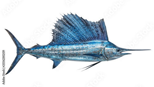 Φωτογραφία Detailed photograph of a sailfish with a prominent dorsal fin showcasing iridesc