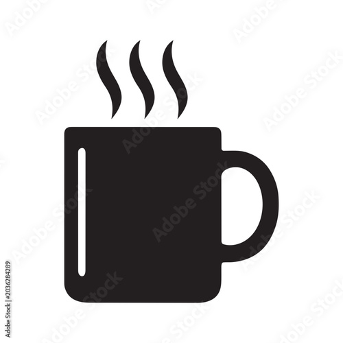 Steaming hot mug of coffee icon for cafe menu and beverage industry applications. Vector illustration