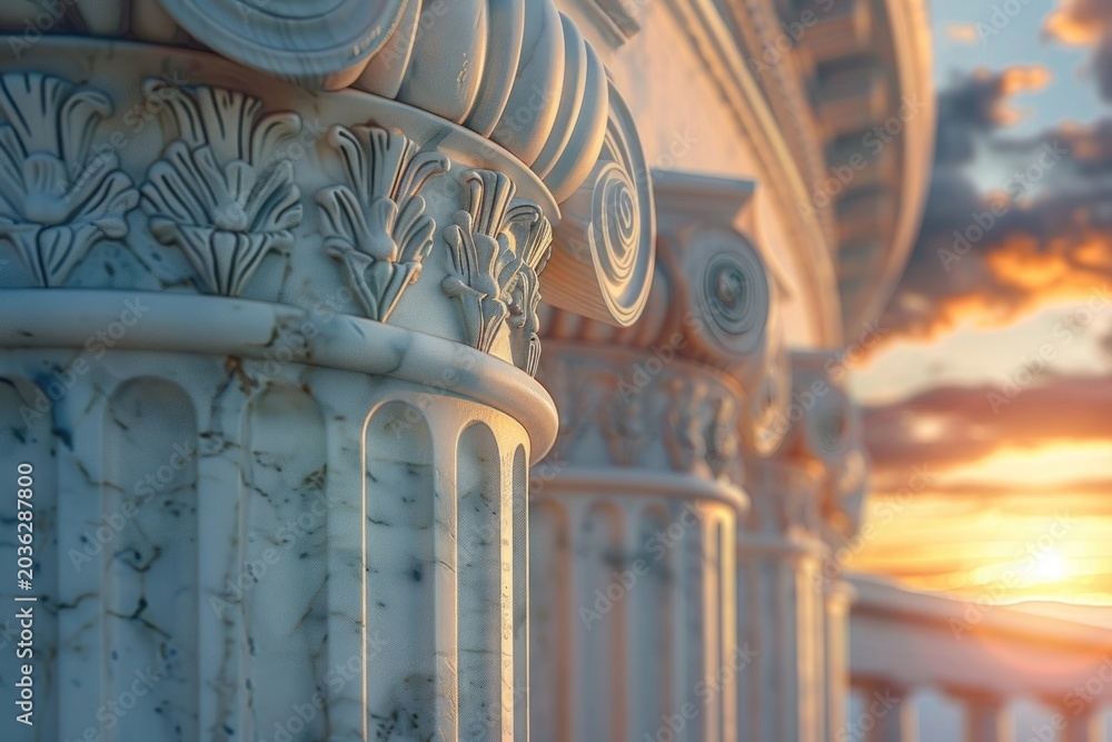 Naklejka premium Ionic marble column architecture pillar symbol.