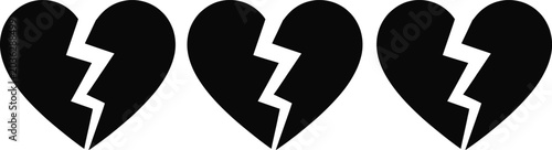Tableau sur toile Broken heart icons in black