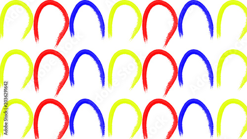 Cuadro en lienzo Patrón  de varias líneas con los colores azul, amarillo y rojo en un fondo trans