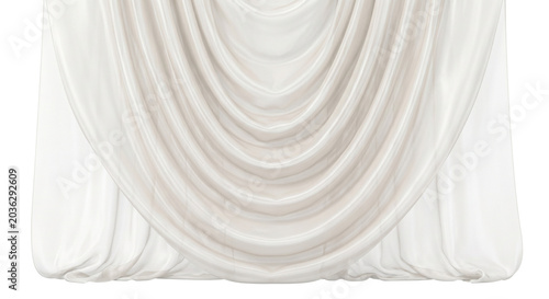 Obraz na plátně White satin folded curtain swag on transparent background