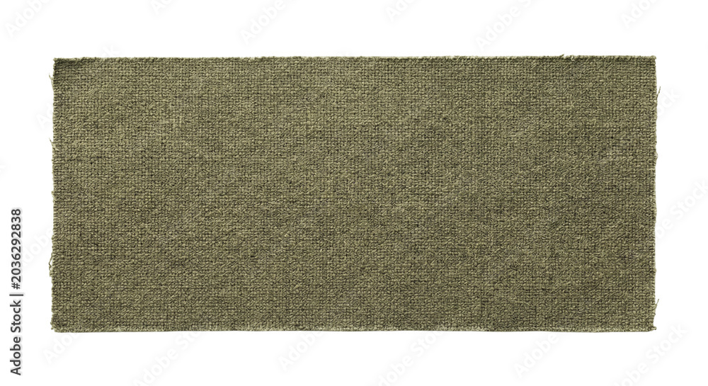 Fototapeta premium Blank olive green canvas rectangular patch on transparent background