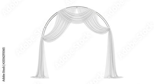 Foto White draped circular wedding ceremony arch on transparent background