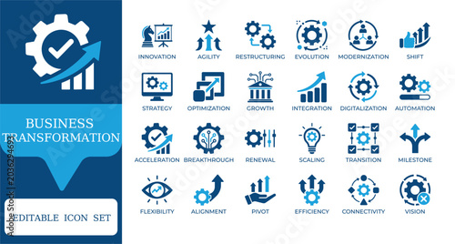 Photos Business Transformation and Corporate Evolution Icons