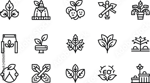 Photos Eco friendly line icons set