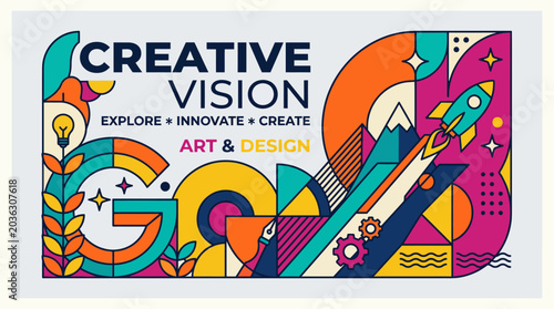 A colorful abstract illustration representing creative vision and innovation