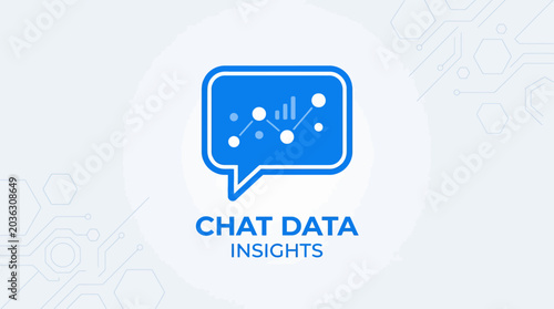 A blue speech bubble icon representing digital data analytics and communication
