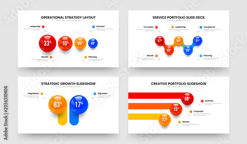 Clean Report 4 5 2 3 Element Graph Presentation Layout Set. Science Planning Four Five Two Three Step Infographic Slideshow Design Vector Illustration Bundle.