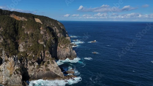 北山崎の断崖絶壁（空撮） - 岩手県下閉伊郡田野畑村,日本