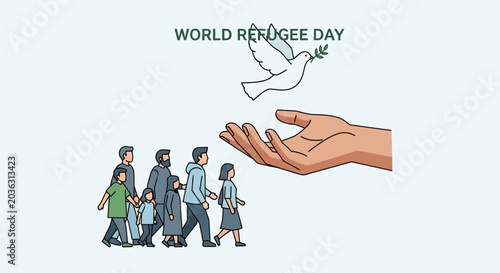Foto Refugees Receiving Aid From a Helping Hand.
