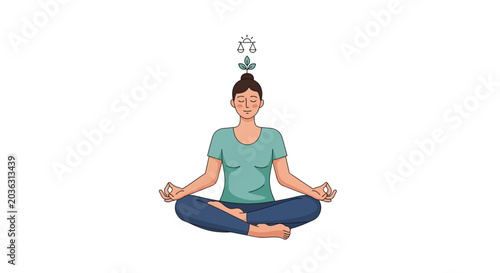 Canvastavla Serene Meditating Woman in Cross Legged Pose.