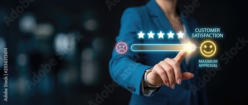Enhancing customer satisfaction through interactive feedback mechanism corporate office digital content professional environment close-up view business improvement concept