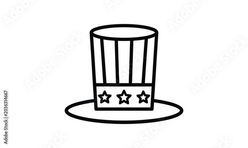 Schilderij op canvas Uncle sam hat silhouette patriotic symbol for american independence day graphics