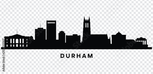 Foto Durham city skyline silhouette, north carolina, usa