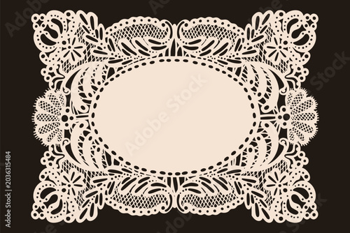 Tableau sur toile Elegant lace Napkin, Frame
