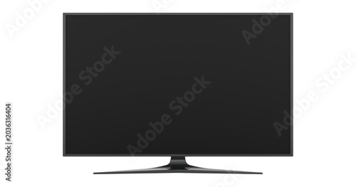 Canvastavla Large modern black TV, png file of isolated cutout object with shadow on transpa