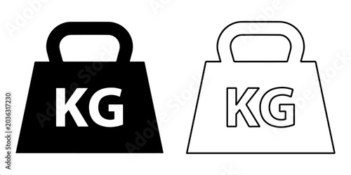 Vászonkép Black filled and outline kilogram weight with K G text mass measurement