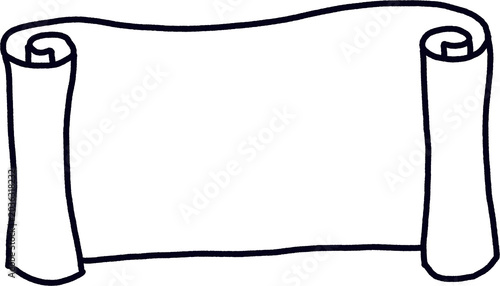 Fotografía Minimalist scroll paper line art illustration, cute hand drawn doodle outline
