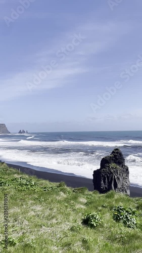 black beach waves
