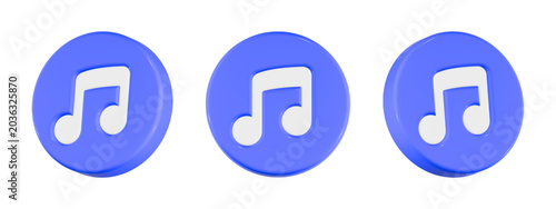 notes music icon 3d render circle button