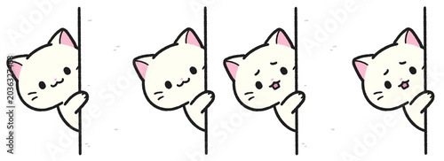 Bild auf Leinwand 壁から覗いている様子の猫のイラストセット
