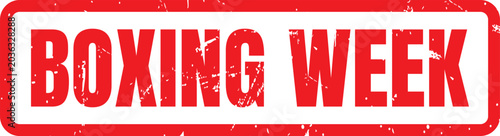 Photos Red grunge rubber stamp style banner containing the text boxing week in a rectan