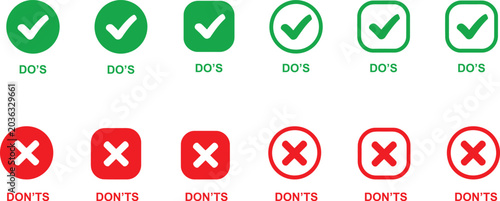 Check mark and cross mark set