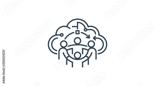 Fotografi Cloud team collaboration and network connection icon vector