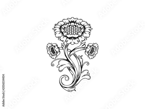 Abstract floral vector background with decorative flowers and leaves for elegant spring design