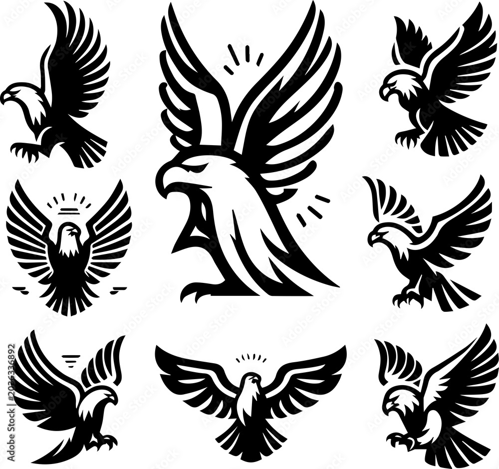 Naklejka premium Majestic Eagle Flying Silhouette Symbolizing Freedom, Success, Strength, and Vision