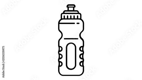 Minimalist water bottle for athlete line icon vector illustration, perfect for sports, fitness, soccer training, and gym hydration. Clean outline design for a healthy daily lifestyle and exercise.