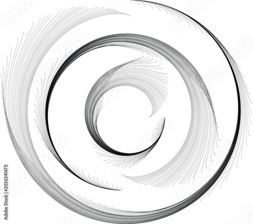Photos A swirling spiral design dominates the scene with abstract brushstrokes on a white background