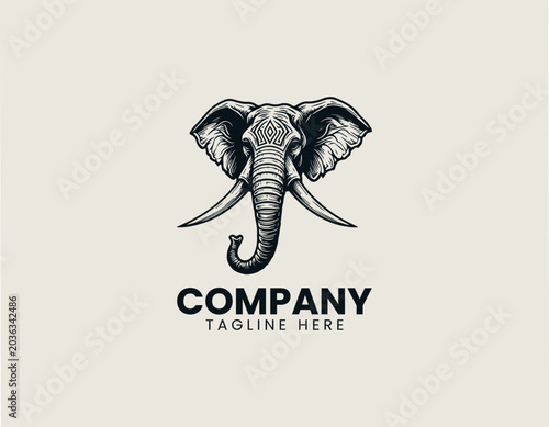 Dark Elephant Skull Tentacle Minimalist Black Vector Logo Tribal Beast Design