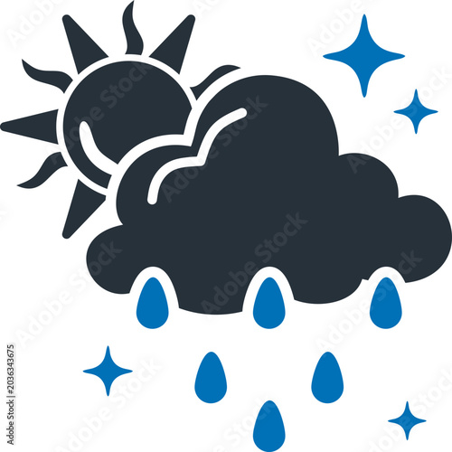 Quadro su tela downpour icon concept in blue color