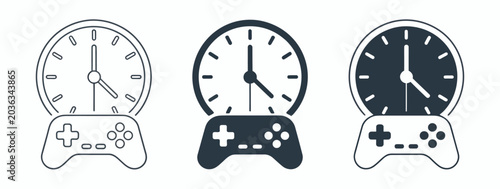 Schilderij op canvas Game Time Icon Vector Illustration for Gaming Session Schedule, Playtime Trackin